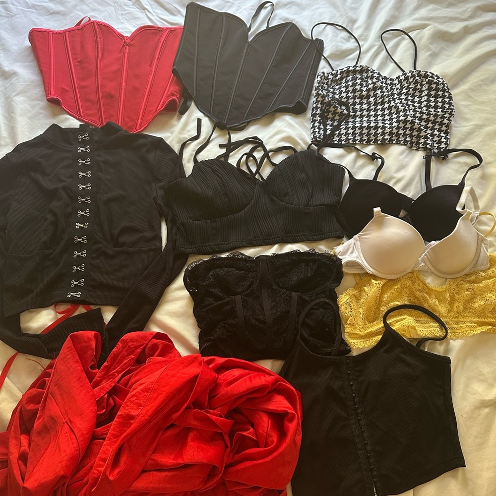 Sleepwear, lingerie, bras womens bundle black and red